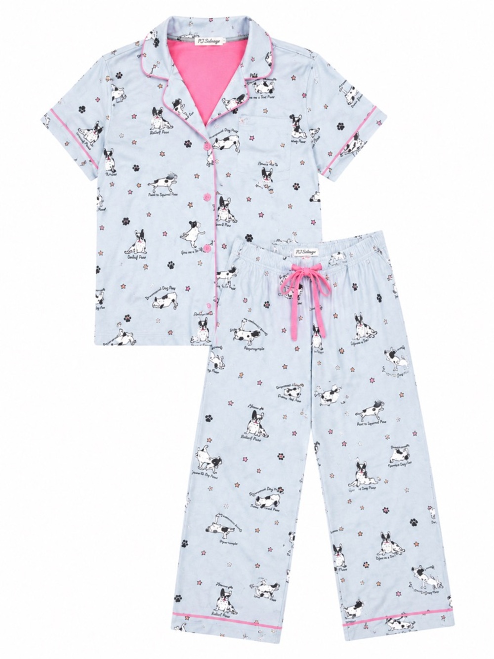 PJ Salvage Women’s French Bulldog Yoga Pose Pajama Set